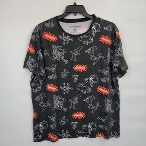 Nickelodeon Reptar Rocko Arnold Print 90's Crewneck Tees Short Sleeve Top XL Men
